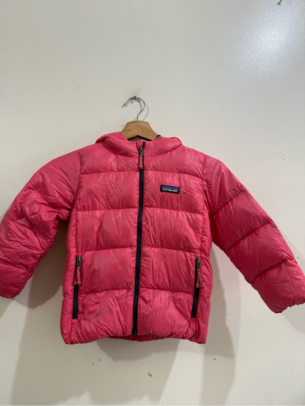 Patagonia Pink Hooded Kids Down-Style Puffer Jacket